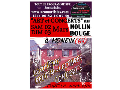 Association AcomArtistes | exposition pau, recital poete pau, concert pau, artistes pau, moulin bouge, monein, soirée concert | Pau (64)