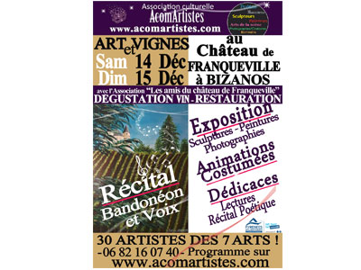 Exposition AcomArtistes "Art et Vignes" au Château de Franqueville les 14 et 15 Décembre 2019