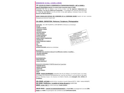 Journée du Dimanche 15 décembre 2019