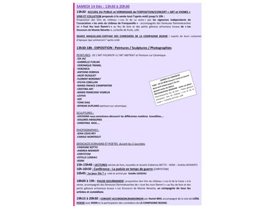 Programme du Samedi 14 decembre 2019